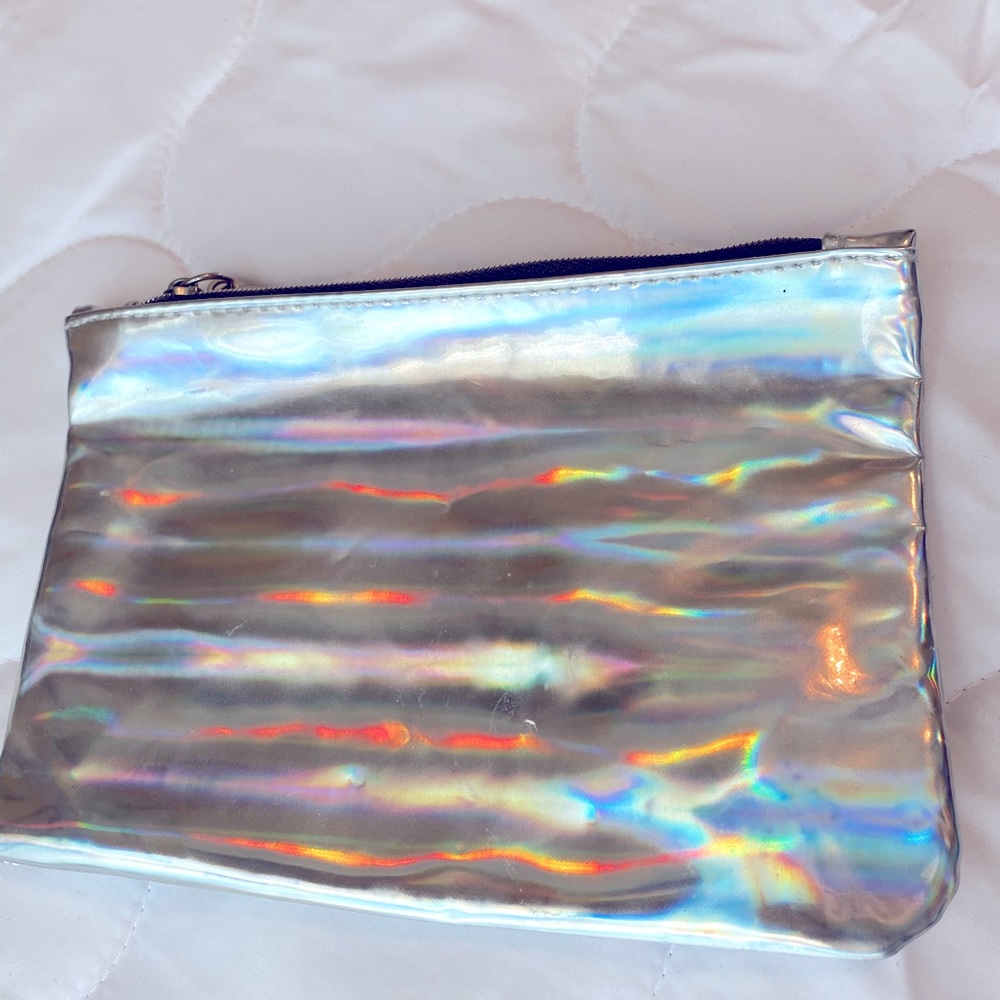 Silver Iridescent makeup bag